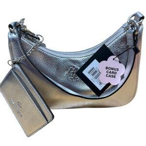 Nanette Lepore NWT Silver Designer Women's Bag with Bonus Card Case